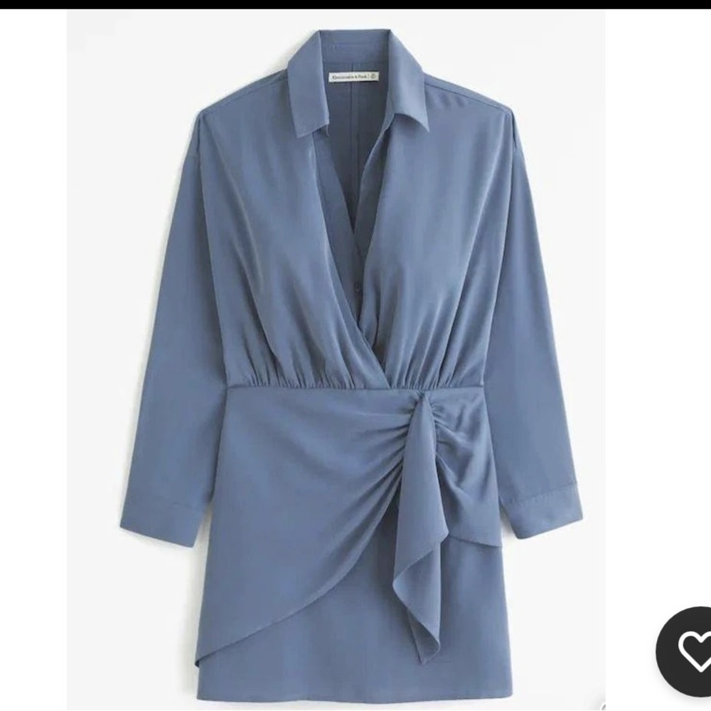 Abercrombie Long Sleeve Wrap Shirt Dress Blue Large Tall